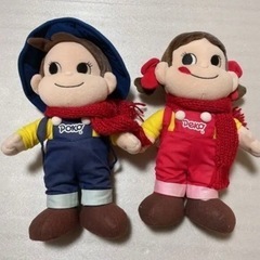 昭和レトロ 不二家 ペコちゃん ポコちゃん 冬仕様ぬいぐるみセット
