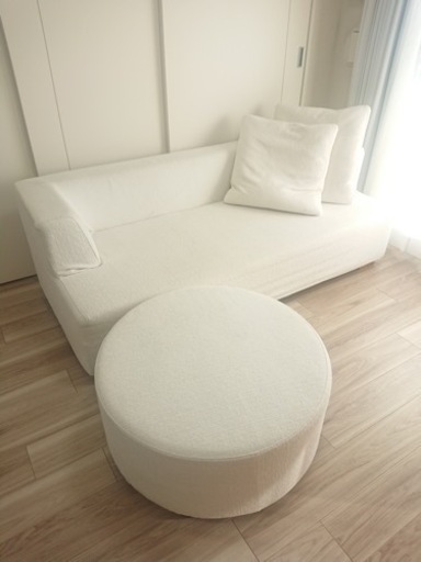 《予定者決定》二人掛アームソファー　オットマンセット