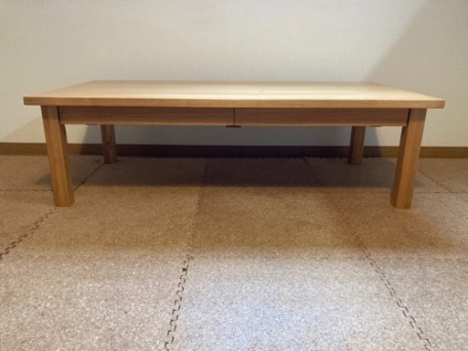 /値下げ/ 無印良品　無垢材ローテーブル　オーク材　1200×600×350