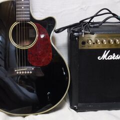 ★値下げ！！アコースティックギター　エレアコ：★takamine PT-106とアンプ：Marshall 15CDR　★中古です！！の画像