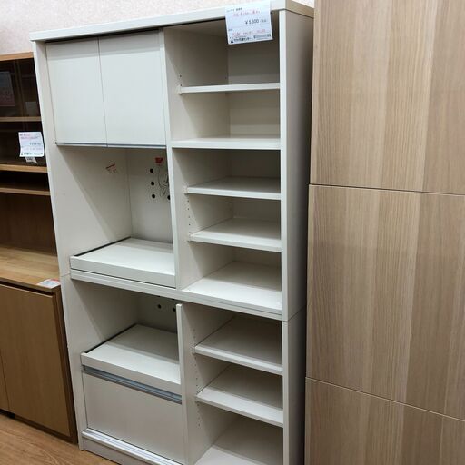 ★ジモティ割あり★ ユーアイ 食器棚 ホワイト H180×W105×D45 クリーニング済み KJ1836