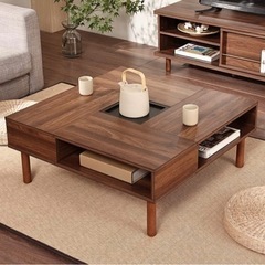 ダークブラウン　木目　ローテーブル　センターテーブルの画像