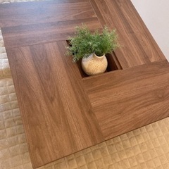 ダークブラウン　木目　ローテーブル　センターテーブルの画像