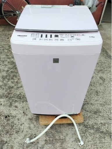 ピンク色　ハイセンス　洗濯機　HW-G55KP　5.5kg 2018年製●AA03W037