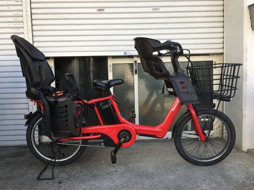 地域限定送料無料 ギュット 三人乗り 子供乗せ 16AH 赤 神戸市 電動自転車