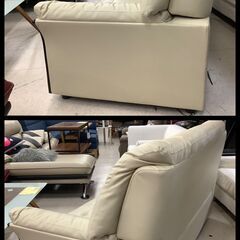 3人掛けソファ レザーソファ WH【ユーズドユーズ名古屋天白店】J2495の画像