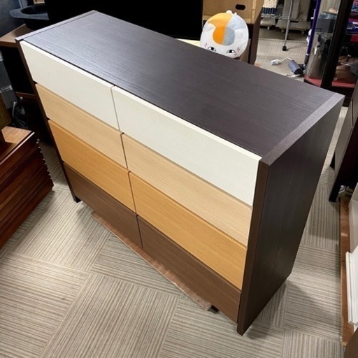 【超美品‼️】ニトリ 125cm幅4段ローチェスト タンス 衣類収納家具 木製マルチカラー♪