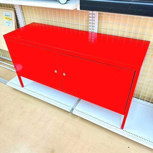 5/10【半額】IKEA キャビネット PS レッド 鍵付き