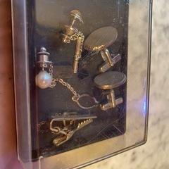 パール　ゴールド　カフス　タイピン