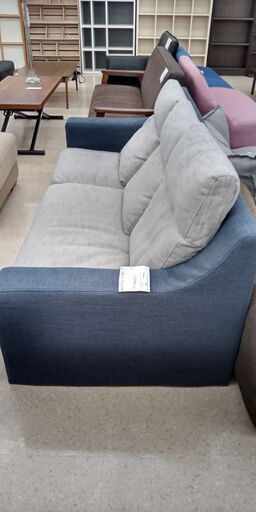 ★店長特別お値引き★  ソファー グレー/青 H×D×W206 クリーニング済み TJ447