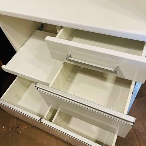 【売約済み】　松田家具　ビガー　レンジ　食器棚　レンジボード　キッチン収納　　モイス　フルレール　引き出し　大容量　収納　キッチンボー