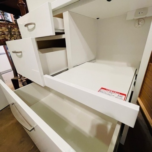 【売約済み】　ニトリ 食器棚 キッチンボード コパン 80KBWH　食器棚　レンジボード　キッチン収納　フルレール　引き出し　大容量　