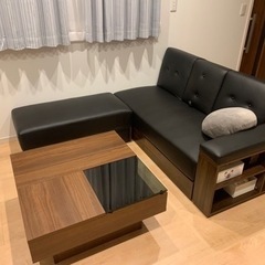 モダンデコ 2Pカウチソファー(BLACK)の画像