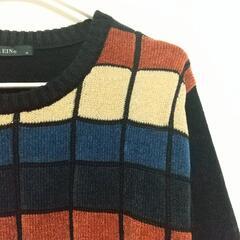 【美品 64%OFF】from EIN メンズ セーター ブロック柄 ブラックの画像