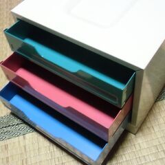 昭和 レトロ スチール製 引き出し ３段 ３色カラー レターケース お譲りします。＊石川県＊美川より＊期間限定の画像