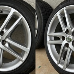 TOYOTA 200系クラウンアスリート 後期18x8J+45純正ホイール 225/45R18 21年製溝有タイヤ4本の画像