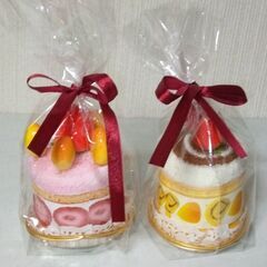 2個セット　ケーキ型プチタオル　の画像