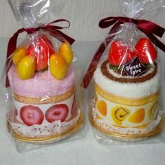 2個セット　ケーキ型プチタオル　の画像