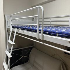 ハンガーラック付きロフトパイプベッド コルソ-CORSO- ホワ...