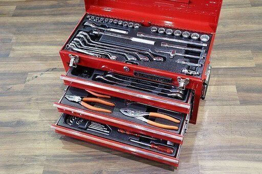 【苫小牧バナナ】中古☆SUPER TOOL/スーパーツール S8000DX3 プロ用デラックス工具セット ツールセット グロスレッド 