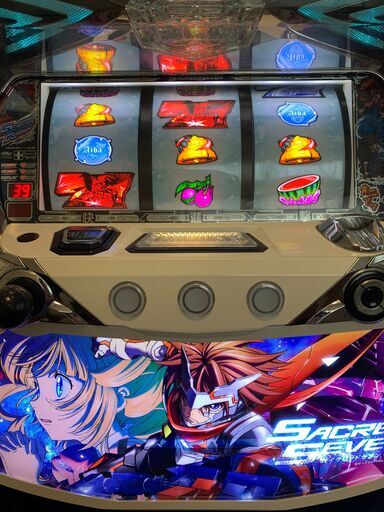 パチスロ実機 セイクリッドセブン コイン不要機 イヤホンコンバータ付き