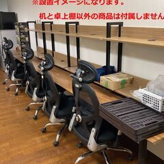 【壁面ビス止め必須】連結オフィスデスク　ブラウン※机と卓上棚のみ　492Bの画像