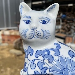 座り猫　ガーデニング　置物の画像