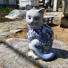 座り猫　ガーデニング　置物の画像