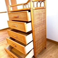 【決まりました🙏】籐　ラタン　チェスト　5段　収納　家具　チェスト　タンスの画像