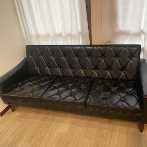 カリモク60 ロビーチェア 3シーター ブラック　直接引き取り2万5千