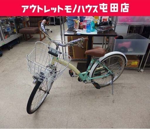 ジュニアサイクル 22インチ 女の子向け 子供用 Star escort カギ カゴ ライト ベルあり 変速無し クリーム/ミントグリーン 札幌市 屯田店