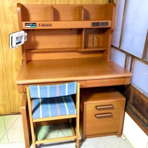 ⚠️最終処分！】学習机コクヨロングランデスクくるくるメカ高さ調整可