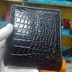 折り畳み財布鰐皮お腹皮　メンズ財布　長財布送料無料の画像