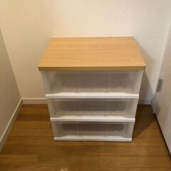 ニトリ　木天板プラチェスト３段（メープル）の画像