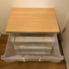 ニトリ　木天板プラチェスト３段（メープル）の画像