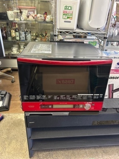 万代店メ　日立 過熱水蒸気オーブンレンジ 33L 2014年製】  ヘルシーシェフ MRO-NV100 パールレッド ヘルシー調理
