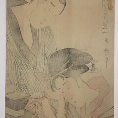 【真作】喜多川歌麿「実鏡色乃美名家見」本物 浮世絵 大判 錦絵 木版画の画像