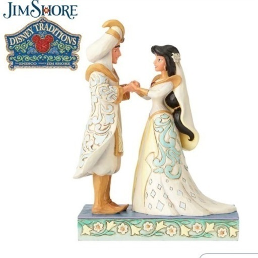 完売商品プリンセス 木彫り調ジャスミンとアラジンの結婚式ディズニートラディション