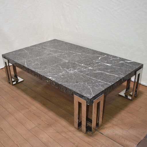 ヤ取終了8/5】≪yw624≫ 大理石風 ローテーブル 幅約132cm/高さ約35cm