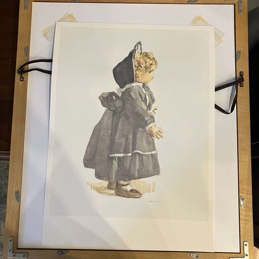 小磯良平 紫のガウンの人形 複製画 1984年 石版画●E041Z165