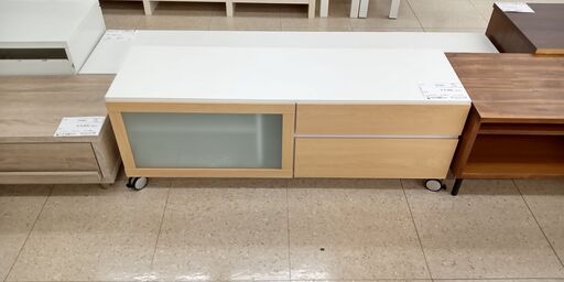 ★ジモティ割あり★  テレビ台 クリーム H43.5×D37×W120 クリーニング済み TJ467