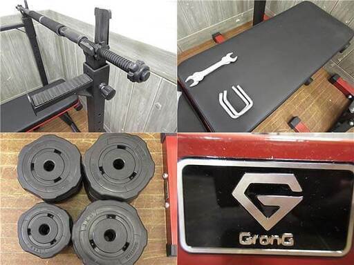 ss4969　ベンチトレーニングセット　スタンド　ベンチ　バーベル　バーベルスタンド　ベンチプレスラック　分離型　筋トレ　40kg　重さ調整可　筋力トレーニング　グロング　GronG
