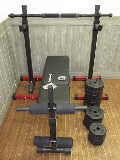 ss4969　ベンチトレーニングセット　スタンド　ベンチ　バーベル　バーベルスタンド　ベンチプレスラック　分離型　筋トレ　40kg　重さ調整可　筋力トレーニング　グロング　GronG