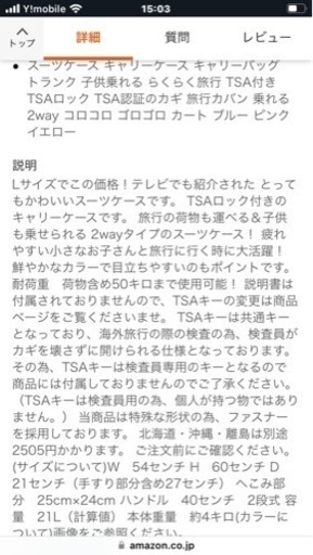 子供が乗れるキャリーケース　Lサイズ　TSAロック