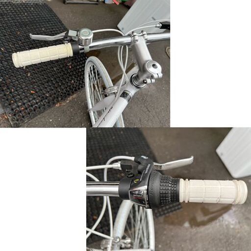 クロスバイク 27インチ 700×28C 28-622 21Technology ホワイト/グリーンリム 6段変速 自転車 21テクノ