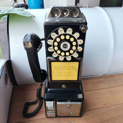 パブリックフォン 公衆電話  アメリカンヴィンテージ調 ブラック インテリア●E032B096