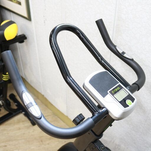 307)【美品】FITBOX FBX-002B_01 第3世代 スピンバイク 負荷8段階 パルス計測 キャスター付 ダイエット 在宅 フィットボックス