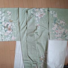 桜の花と蝶の訪問着・長襦袢と袋帯の３点セット（正絹）の画像