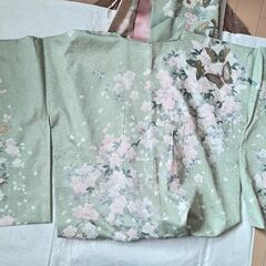 桜の花と蝶の訪問着・長襦袢と袋帯の３点セット（正絹）の画像