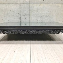 透かし彫りテーブル 透かし彫 座卓テーブル ローテーブル センターテーブルの画像